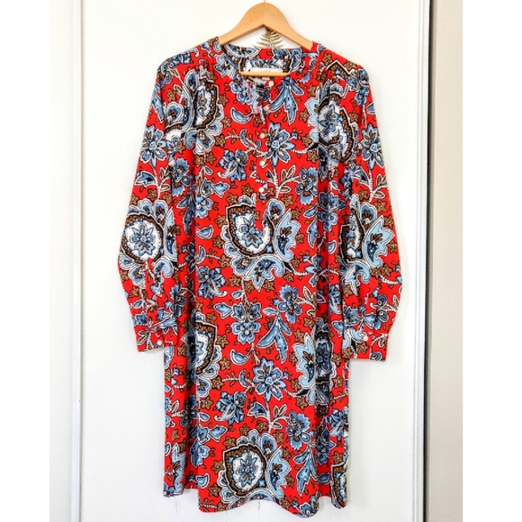 LOFT Dresses & Skirts - LOFT Paisley Floral Print Red Tunic Dress Cover Up